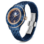 Octea moon watch Swiss Made, Metal bracelet, Blue, Blue finish